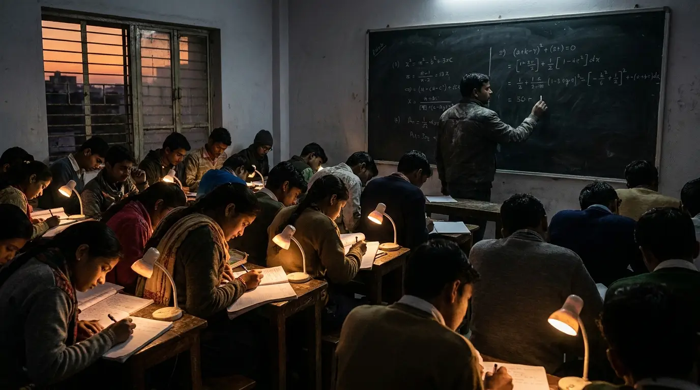 Marketing for classes and academies — evening coaching class with students at desks